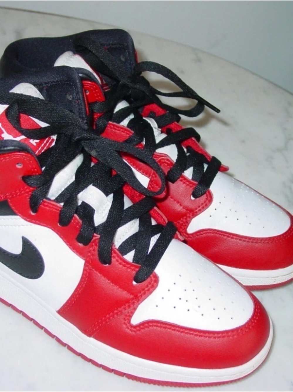 Nike Women’s High-Top Sneaker in Red, White & Black